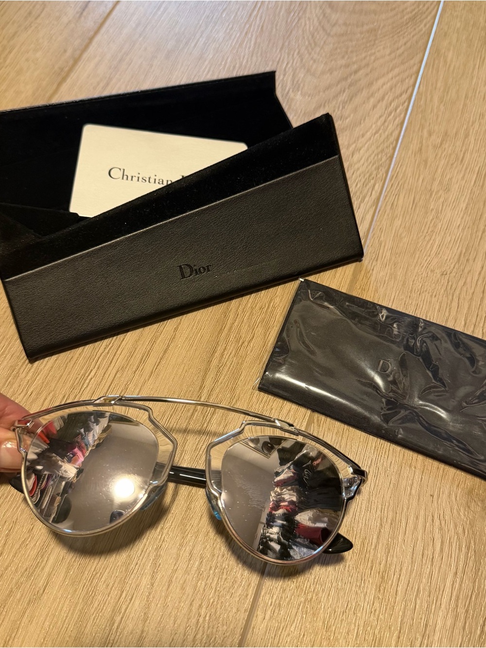 Dior Women's Sunglasses with Silver Mirrored Lenses and Case